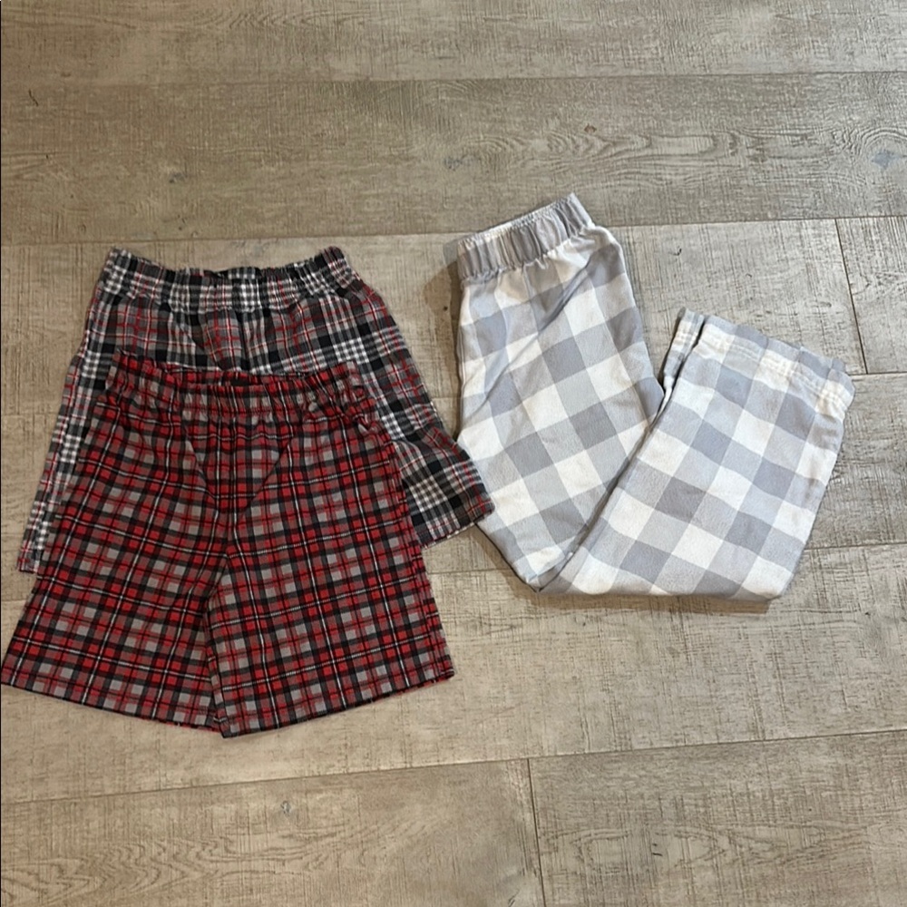 Plaid Kids Pajama Set - Red and Gray